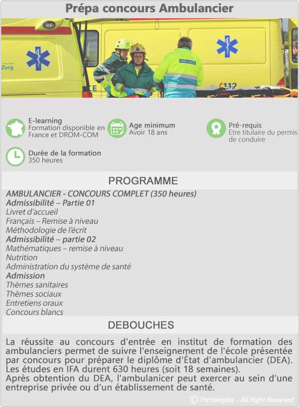 Présentation de la préparation à distance pour entrée en école d'ambulancier